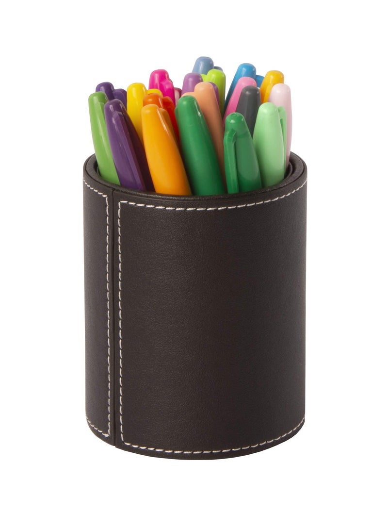 Osco BPUPP1 Faux Leather Pen Pot - Brown - Image 2